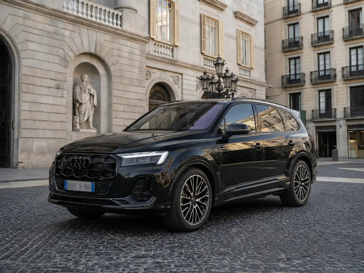 Audi Q7 50 TDI S-Line Edition 2025, side profile — Veyra Cars, Europe. The 2025 Audi Q7 50 TDI S-Line Edition brings a diesel V6 delivering 286 hp to a cabin…