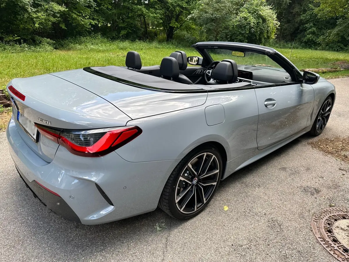BMW 430i Cabrio 2023, exterior — Veyra Cars, Europe. The 2023 BMW 430i Cabrio pairs 245 hp with a folding roof, giving four seats and a…