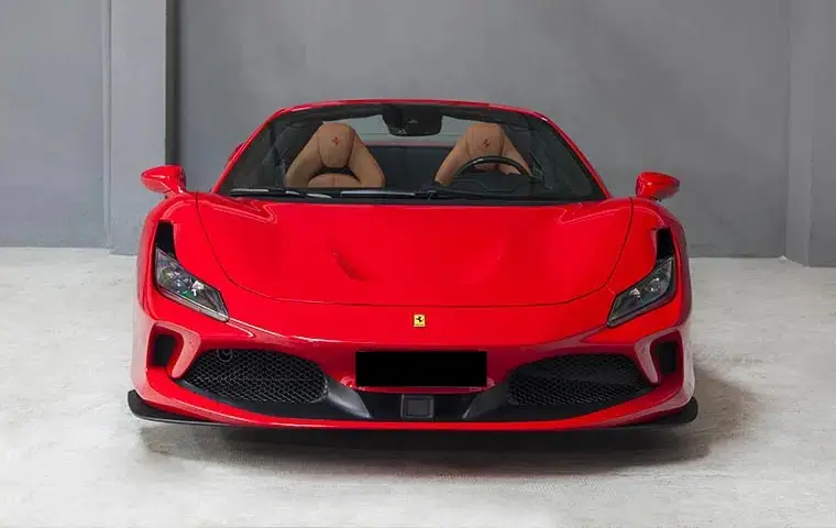 Ferrari F8 Tributo Spider Red 2023, front view — Veyra Cars, Europe. The Ferrari F8 Tributo Spider pairs a twin-turbocharged V8 producing 720 hp with a…