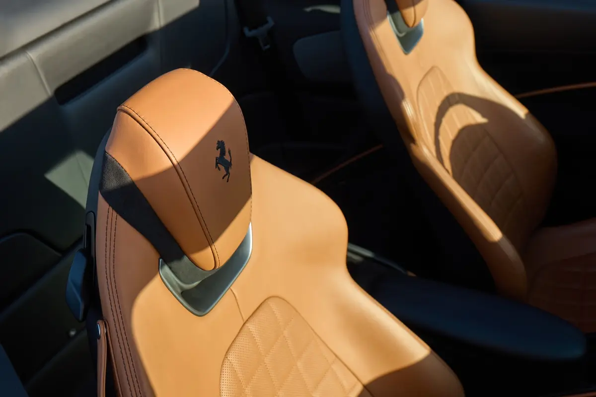 Ferrari Roma Spider 2024, interior — Veyra Cars, Europe. The Ferrari Roma Spider pairs a 620 hp V8 with a two-seat cabin built for open-air…