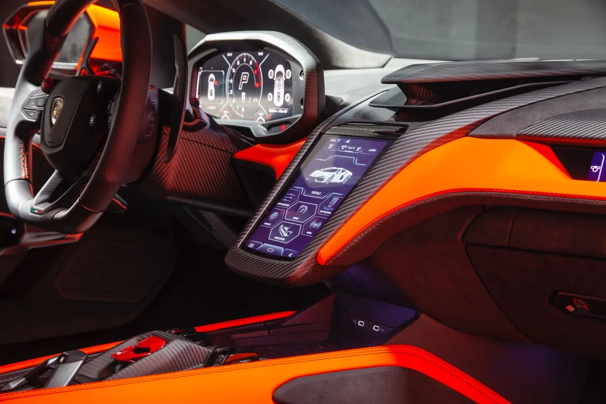 Lamborghini Revuelto 2026, dashboard — Veyra Cars, Europe. The Lamborghini Revuelto sits at the top of Veyra Cars' fleet for a reason: 1015 hp…