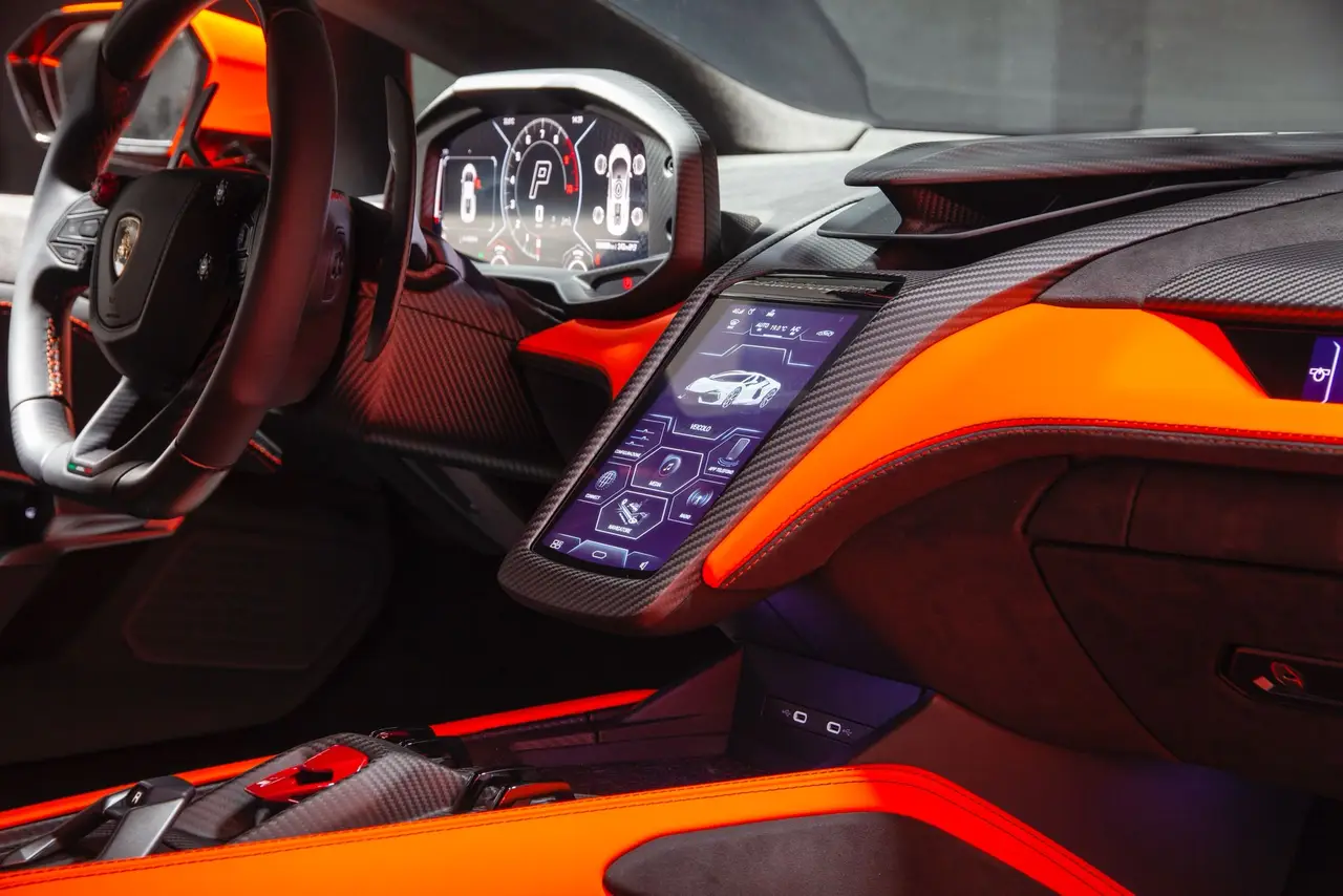 Lamborghini Revuelto 2026, dashboard — Veyra Cars, Europe. The Lamborghini Revuelto sits at the top of Veyra Cars' fleet for a reason: 1015 hp…
