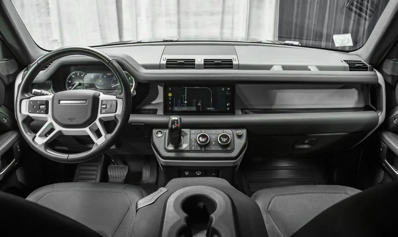 Land Rover Defender X-Dynamic 7 seater 2024, dashboard — Veyra Cars, Europe. The 2024 Land Rover Defender X-Dynamic seats seven and carries its 300 hp with the…
