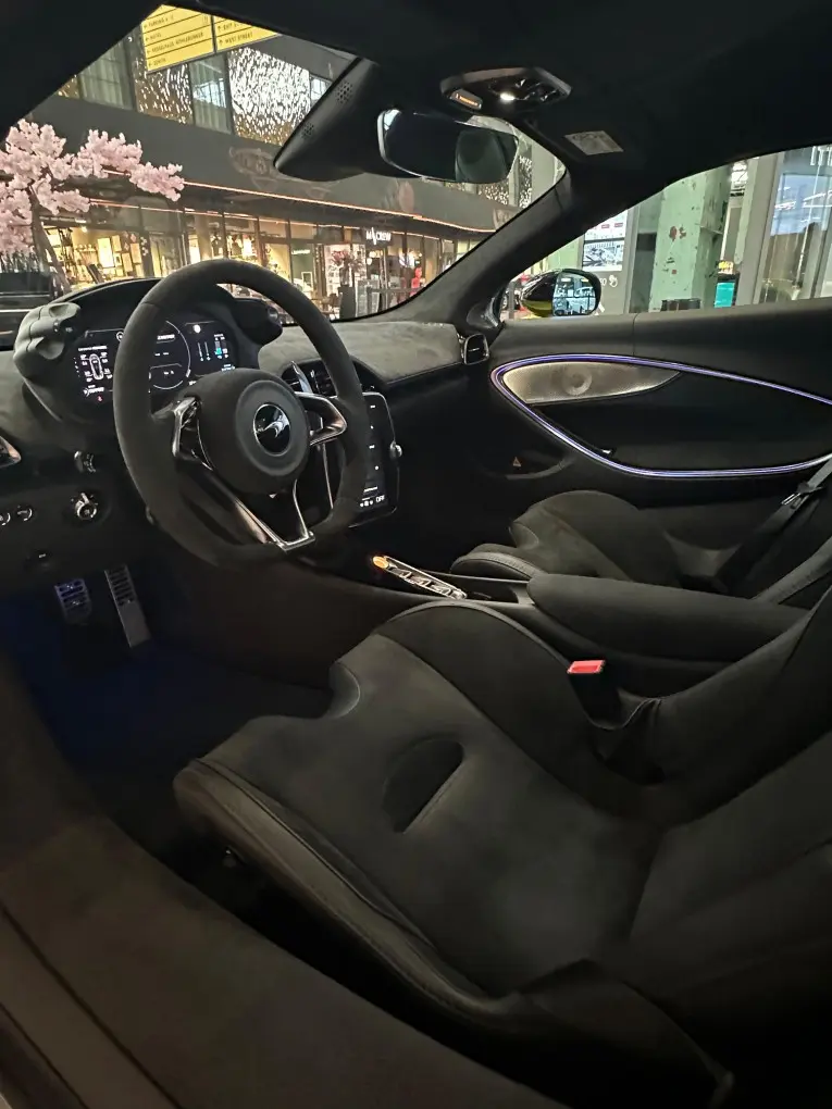 McLaren Artura Spider 2024, dashboard — Veyra Cars, Europe. The McLaren Artura Spider pairs a folding hard-top with the low, wide stance the marque…
