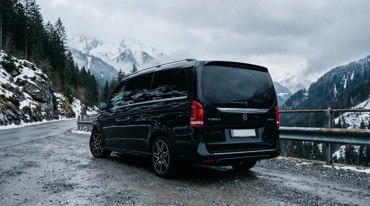 Mercedes Benz V300 8 seats 2025, front view — Veyra Cars, Europe. The 2025 Mercedes Benz V300 is built for journeys that involve more than one traveler's…